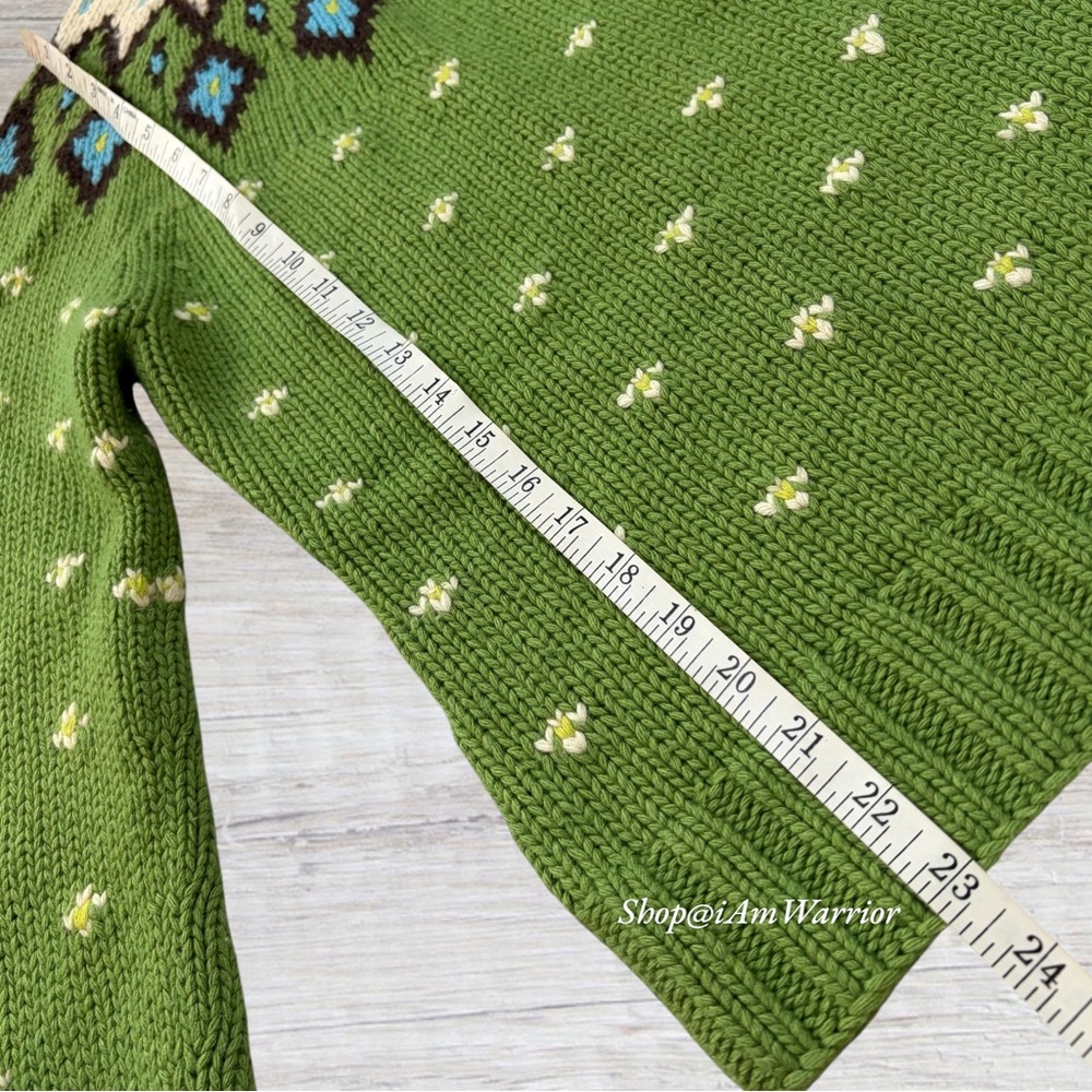 J.Crew vintage apple green Nordic fair isle handknit sweater *shop@iamwarrior - Picture 8 of 11